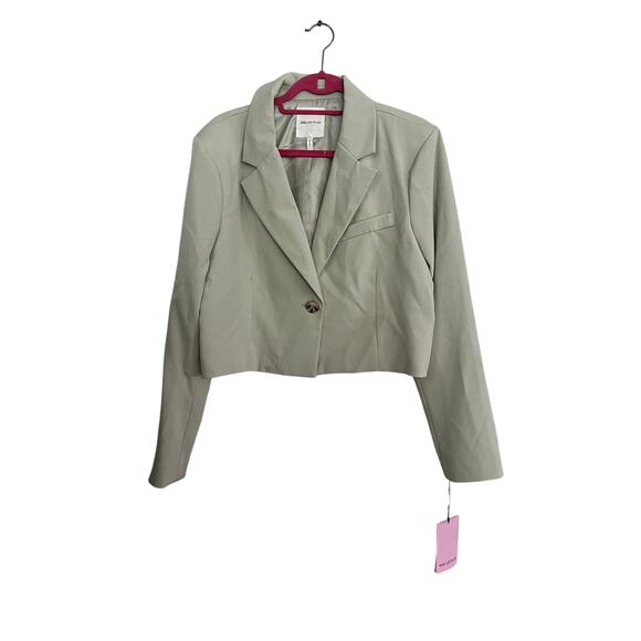Anthropologie Avec les Filles Sage Mint Green Cropped Blazer Jacket Size Large - Picture 1 of 7